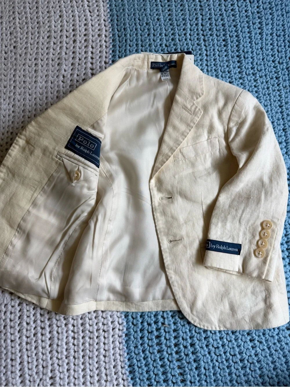 Ralph Lauren Cream Linen-Blend Boys' Blazer